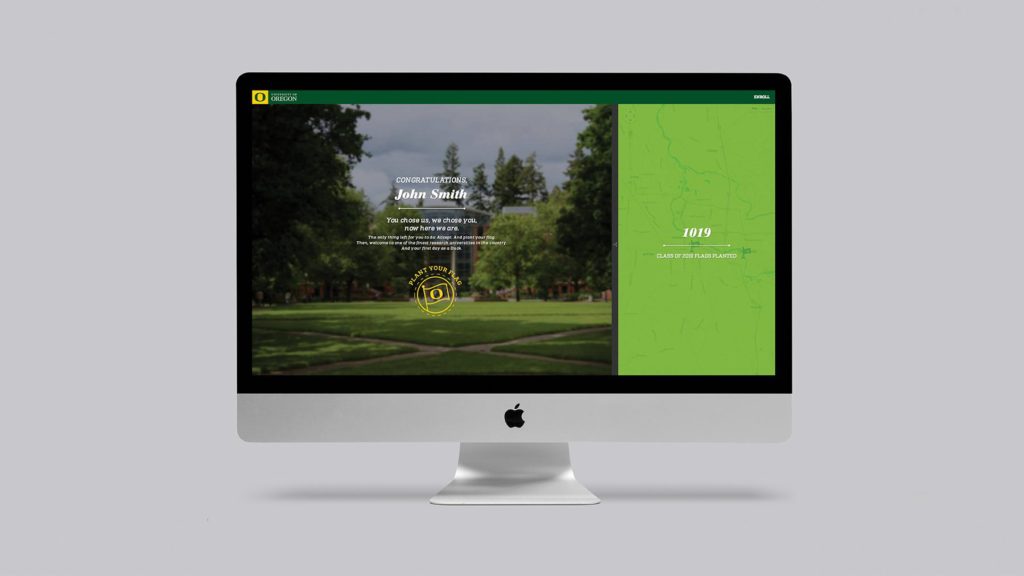 Landing page with custom congratulations message.
